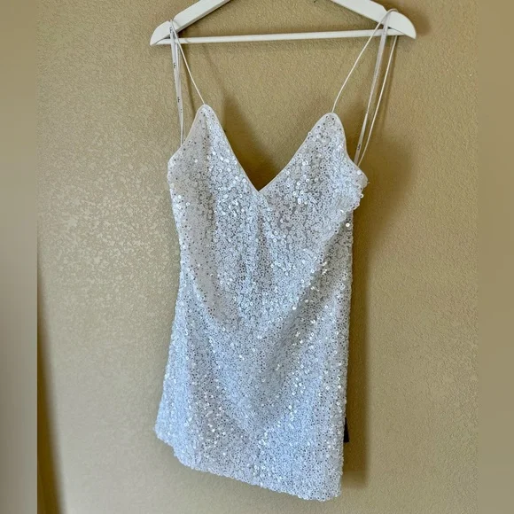 Not for sale-Lulu's NWT Force of Fashion White Backless Sequin Dress Size M